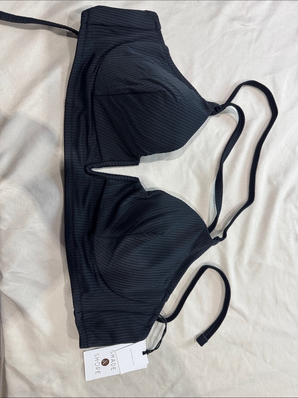 Shade & Shore Black Ribbed Bikini Bralette
